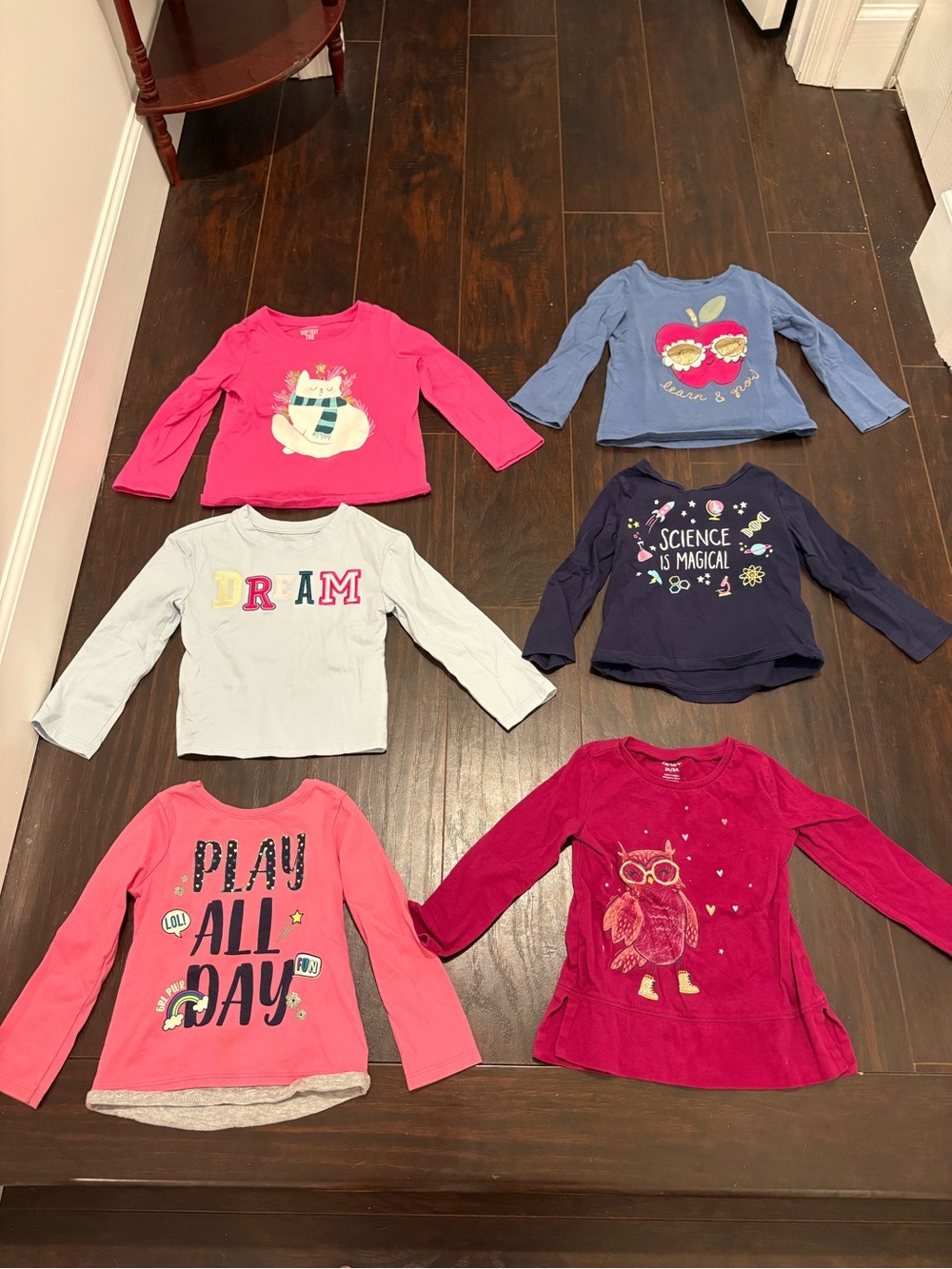 Girls Long Sleeve Graphic Shirt Lot – 6 Tops